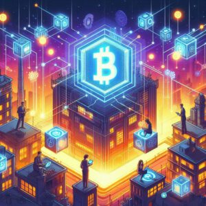 Visuelle Darstellung der Blockchain in der Werbung für digitales Marketing