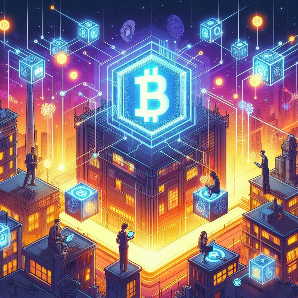 Visuelle Darstellung der Blockchain in der Werbung für digitales Marketing