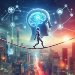 Illustration zur Darstellung von KI im digitalen Marketing unter Berücksichtigung ethischer Aspekte