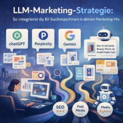 Diagramm zeigt die Integration von LLM-Kanälen wie ChatGPT und Perplexity in einen digitalen Marketing-Mix